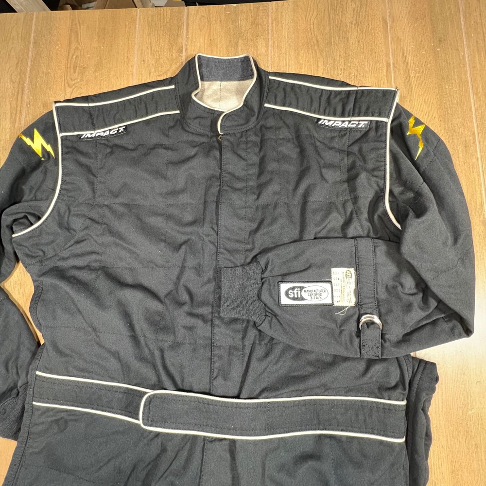Impact Racing Suit SFI 3-2A/5 Black One Piece Driving Fire Suit Mens 3X 52 - Picture 15 of 16